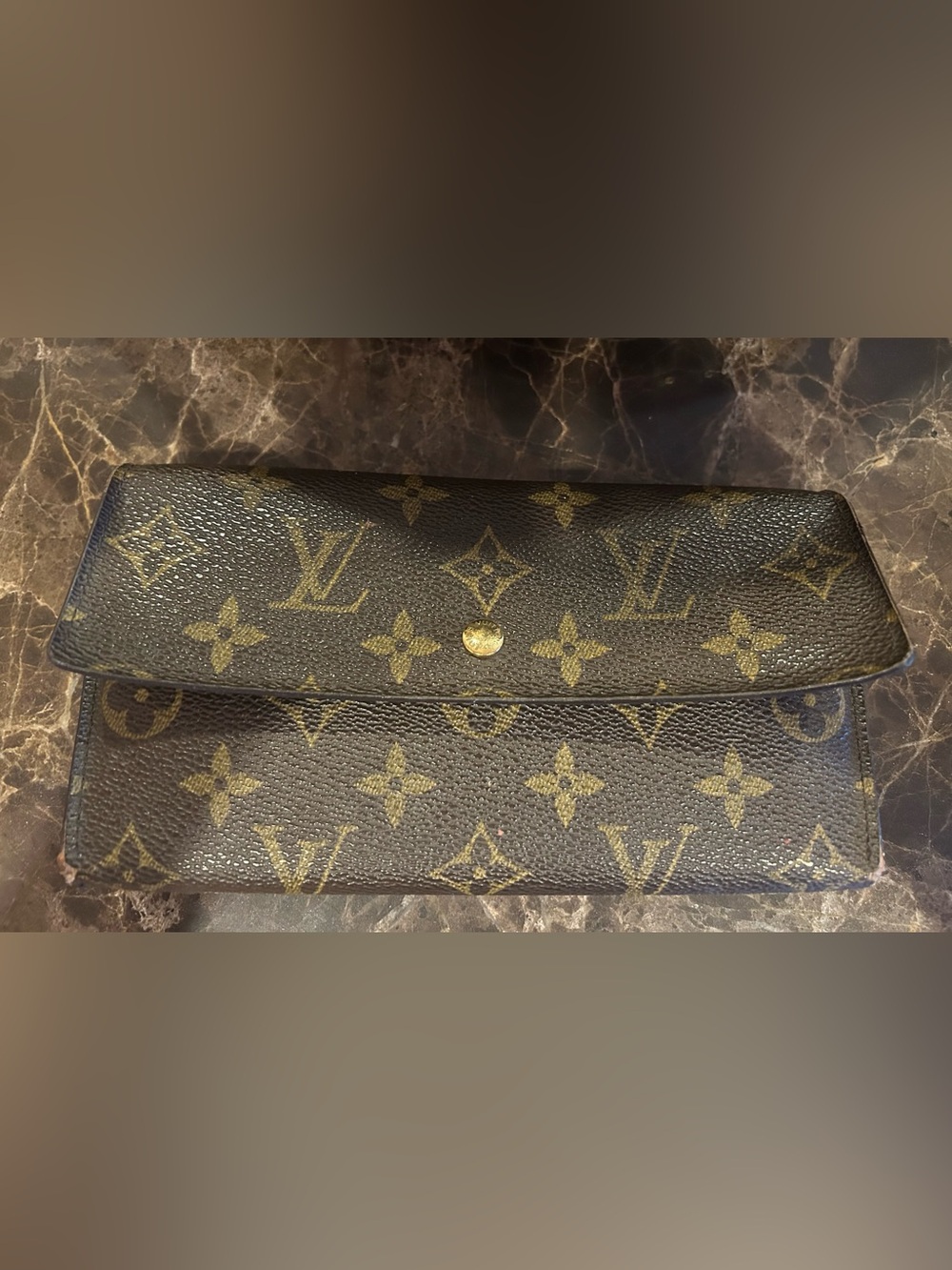 Louis Vuitton Monogram Canvas Wallet with Gold Hardware